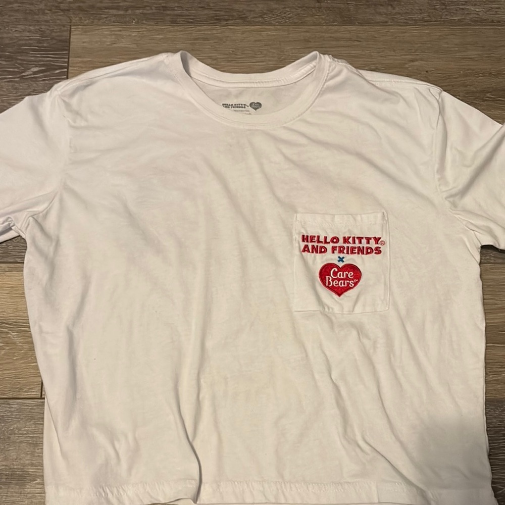 White Crop Top with care bear design
